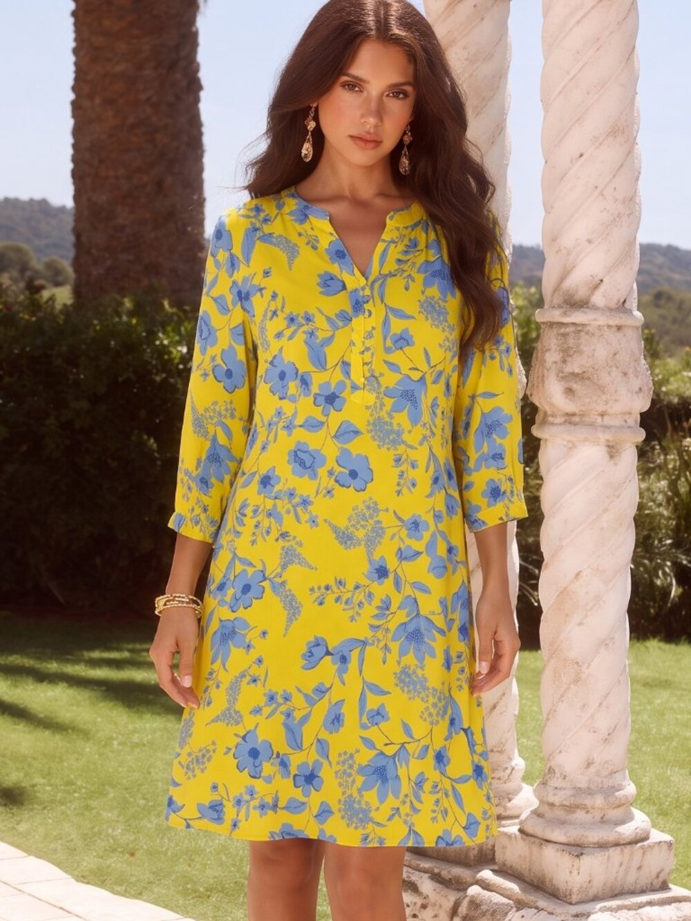 CAbi Lemon Drop Midi Shift Dress